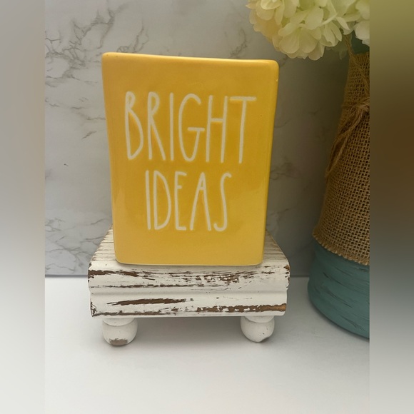 Like new used Rae Dunn “BRIGHT IDEAS” yellow pencil pen holder desk accessory. - Picture 1 of 7